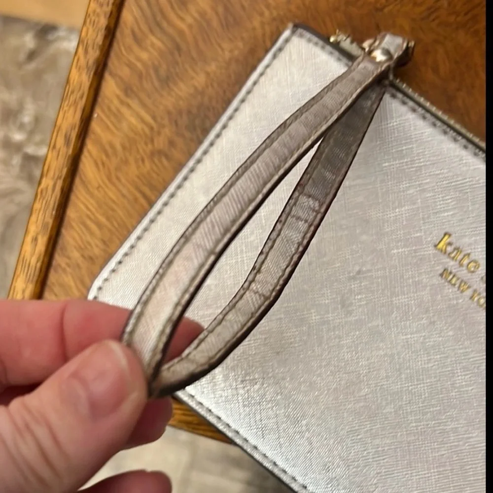 Kate Spade Silver Metallic Wristlet Pouch